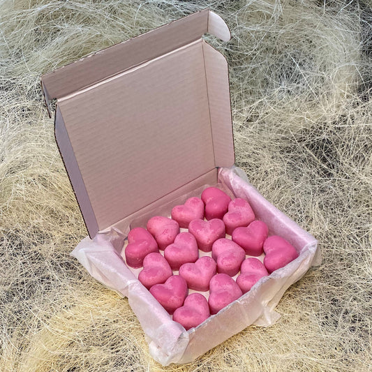 16 Sun Ripe Raspberry Small Wax Hearts