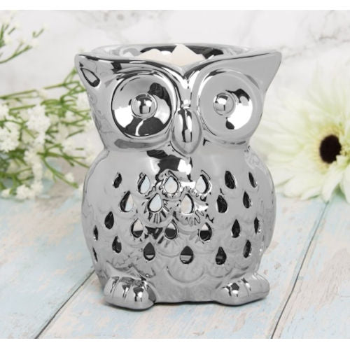 Ceramic Owl Wax Burner Chrome