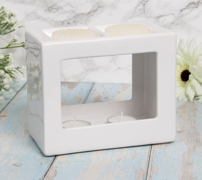Twin Cube Ceramic Wax Melter White