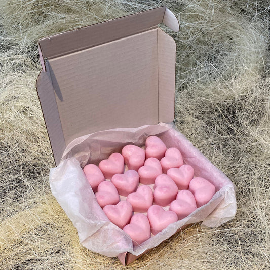 16 Pink Champagne Small Wax Hearts